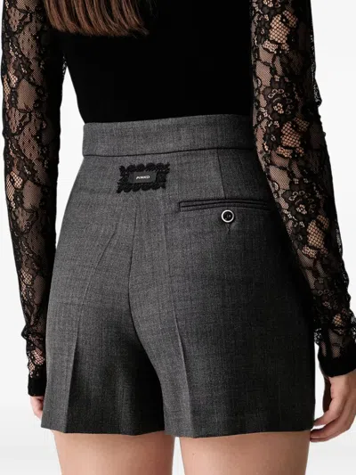 Pinko Herringbone-pattern Tailored Shorts In Gray