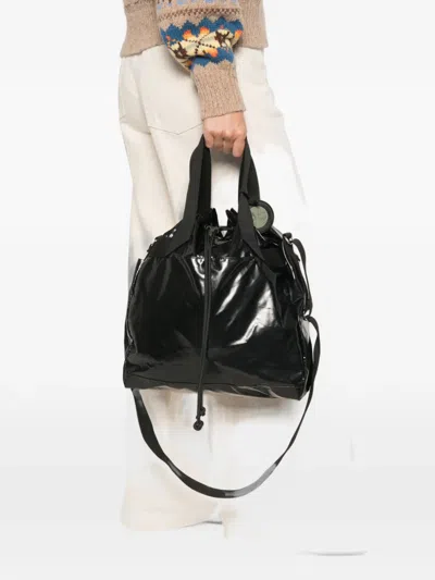 Jack Gomme Glossy Drawstring Shoulder Bag In Pink