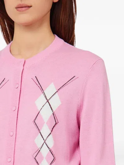 Liu •jo Argyle-pattern Cardigan In Pink
