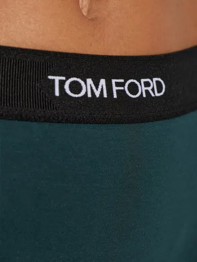 Tom Ford Logo-waistband Briefs In Green