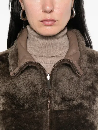 Joseph Reversible Shearling Jacket In Brown