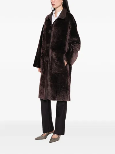 Joseph Reversible Shearling Coat In Brown