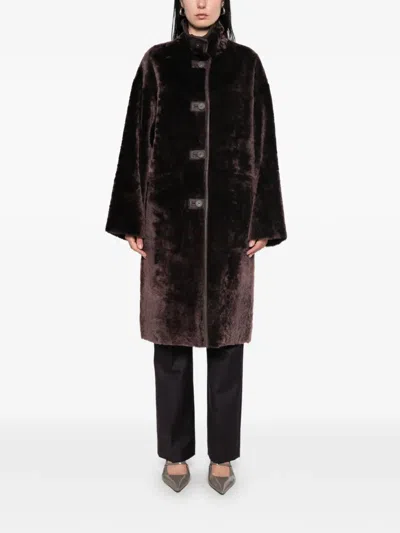 Joseph Reversible Shearling Coat In Brown