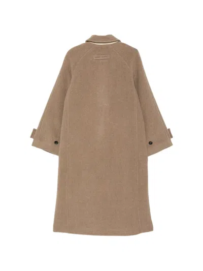 Samsoe & Samsoe Alma Raglan-sleeve Single-breasted Coat In Brown