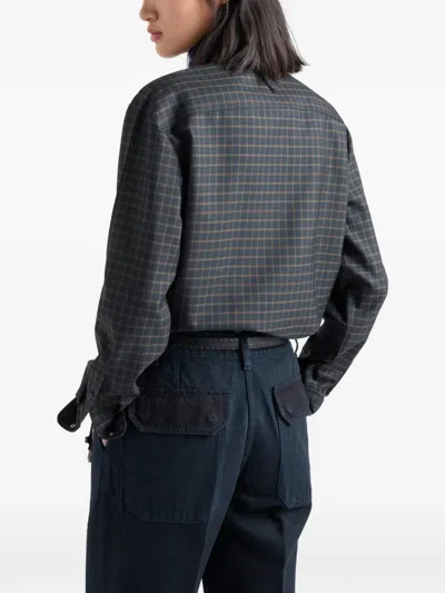 Prada Checked Wool-blend Shirt In Blue