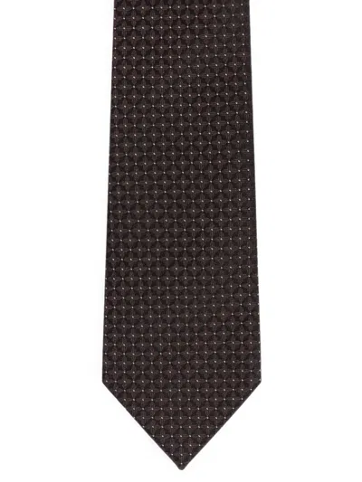Fursac Geometric-pattern Silk Tie In Brown