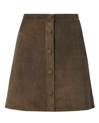 Shop Helmut Lang Suede Button Front Skirt