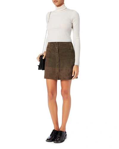 Shop Helmut Lang Suede Button Front Skirt