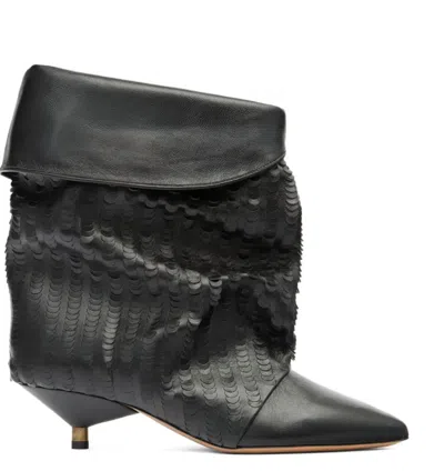 Isabel Marant Pointed-toe Embossed Boots In Black