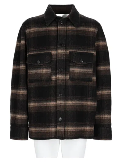 Isabel Marant Plaid Structured Collar Wool-blend Jacket In Black