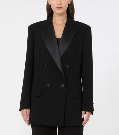 Max Mara Satin-lapel Blazer In Black