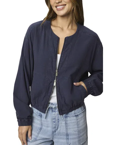 Splendid Clea Linen-blend Bomber Jacket In Blue