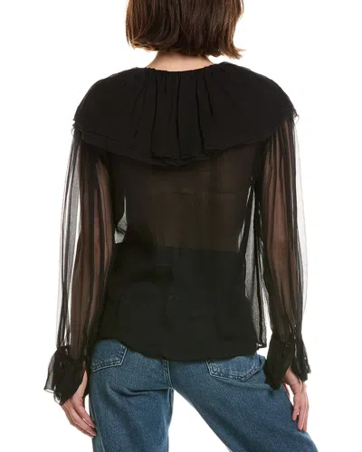 Frame The Tiered Statement Silk Blouse In Black