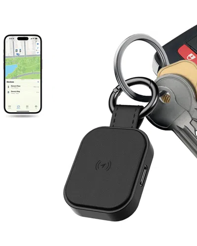 Phunkee Tree Universal Leather Tag Tracker In Black