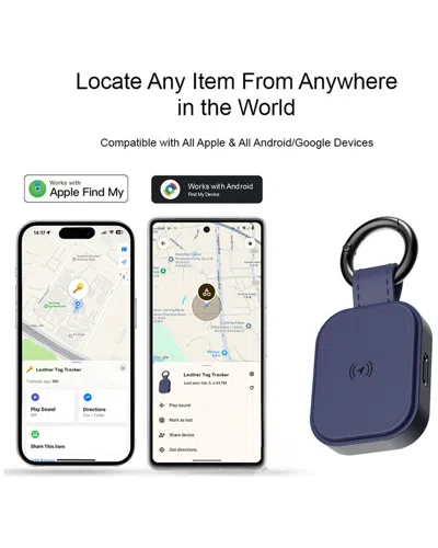 Phunkee Tree Universal Leather Tag Tracker In Blue