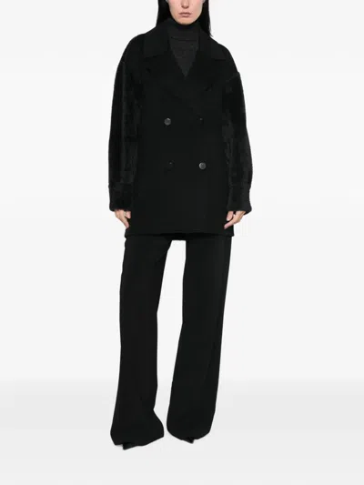 Twinset Double-breasted Panelled Jacket In Black