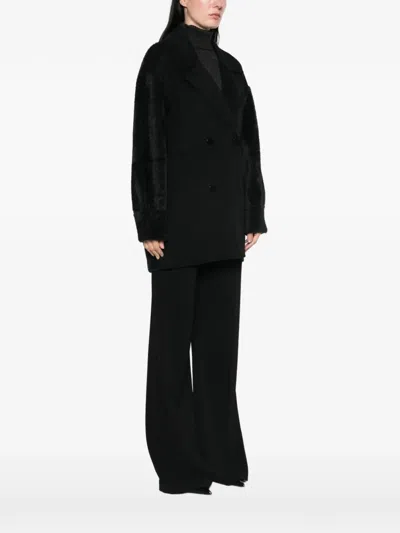 Twinset Double-breasted Panelled Jacket In Black