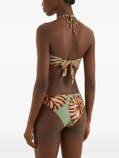 Farm Rio Bead-embellished Shell-print Bikini Top In Multi