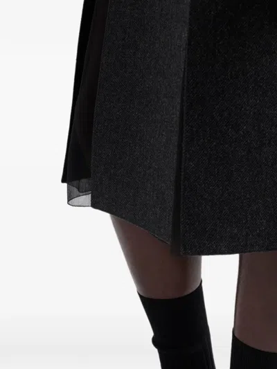 Prada Double Wool Midi-skirt In Gray