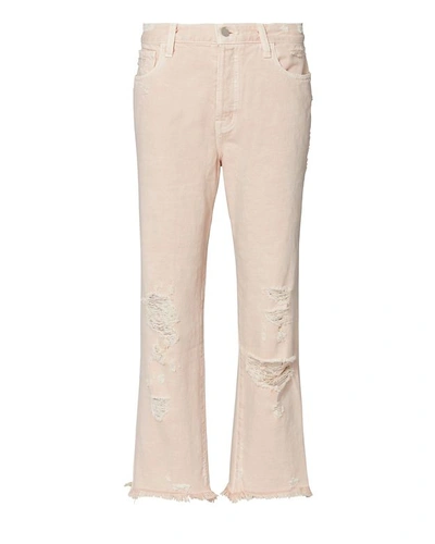 J Brand Ivy Cropped Distressed High-rise Straight-leg Jeans In Memory