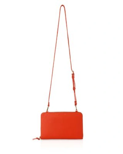 Whistles Union Double Zip Leather Crossbody In Red/gold
