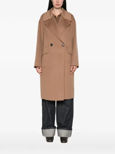 S Max Mara Double-breasted Notched-lapel Coat In Brown
