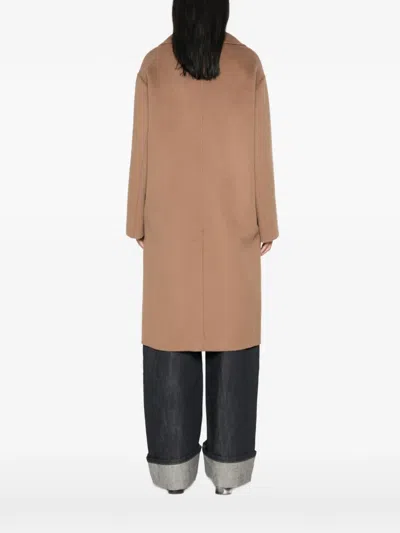 S Max Mara Double-breasted Notched-lapel Coat In Brown