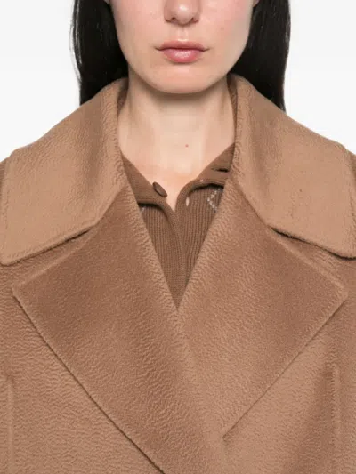 S Max Mara Double-breasted Notched-lapel Coat In Brown