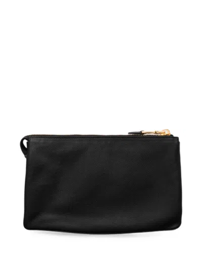 Prada Leather Zipper Pouch In Red