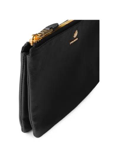 Prada Leather Zipper Pouch In Red