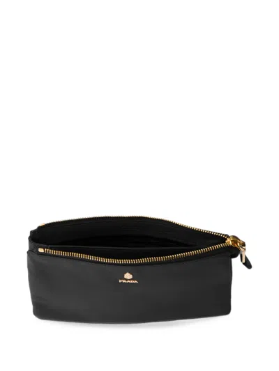 Prada Leather Zipper Pouch In Red