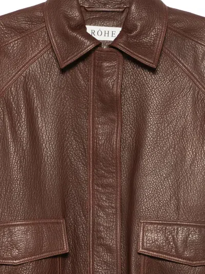 Rohe Zip-up Leather Jacket In Brown