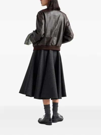 Prada Nappa Leather Jacket In Brown