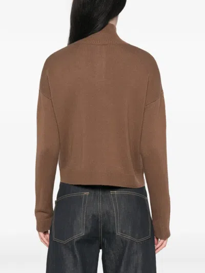 Max Mara Argyle-intarsia Button-collar Sweater In Brown