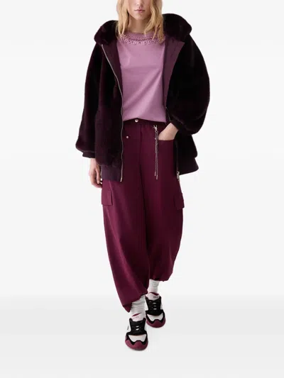 Liu •jo Oversized Teddy Jacket In Burgundy