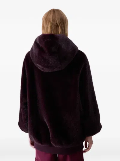 Liu •jo Oversized Teddy Jacket In Burgundy