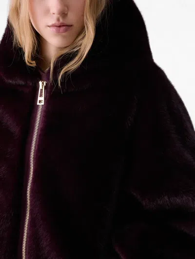Liu •jo Oversized Teddy Jacket In Burgundy