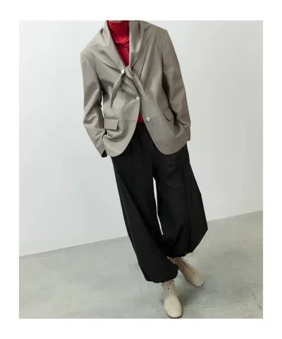 Alysi Leather Single-breasted Jacket In Gray