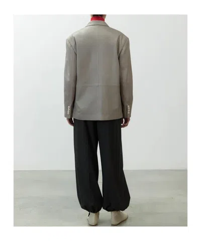 Alysi Leather Single-breasted Jacket In Gray