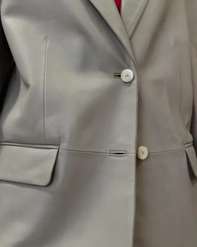 Alysi Leather Single-breasted Jacket In Gray