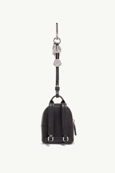 Moncler Mini Backpack Keyring In Black