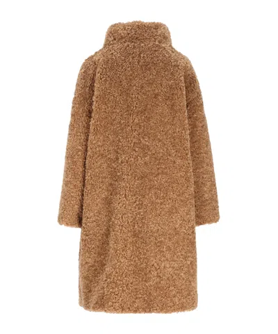 Herno Shearling-texture Single-breasted Coat In Brown