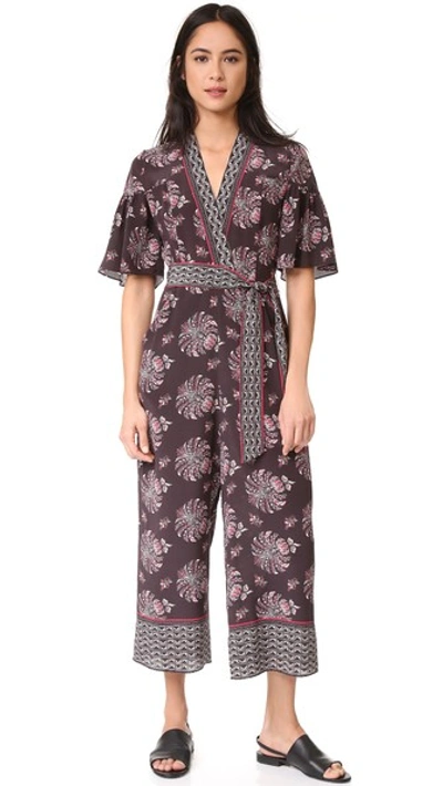 Whistles Jaipur Print Jumpsuit In Brown Multi