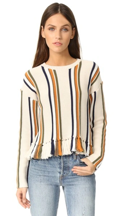 Whistles Fringe Detail Stripe Sweater In Multi