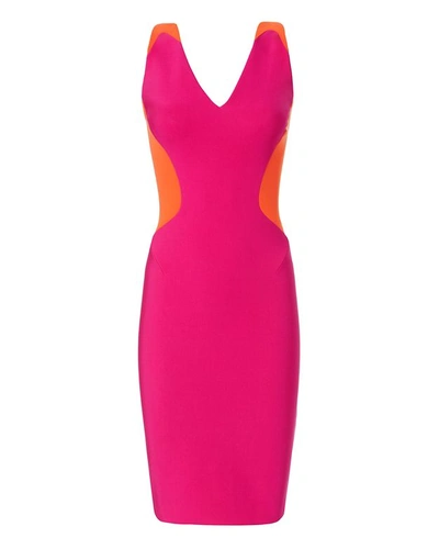 Shop Mugler Pink And Orange Cady Dress