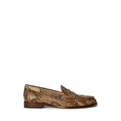 Ralph Lauren Wynnie Python-embossed Leather Loafer In Tan Multi In Tan Multi
