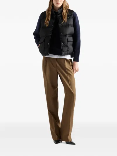 Prada Re-nylon Down Vest In Black