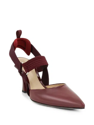Fendi Slingback Pointed-toe Pumps In Red