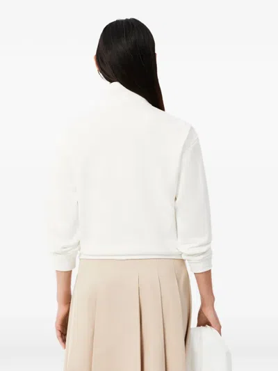 Lacoste Logo-patch Half-zip Sweatshirt In White