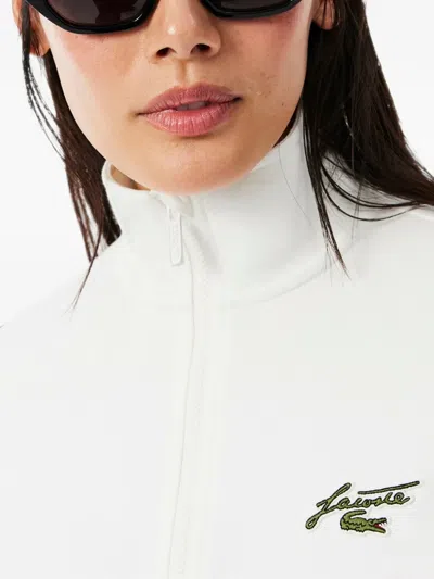 Lacoste Logo-patch Half-zip Sweatshirt In White